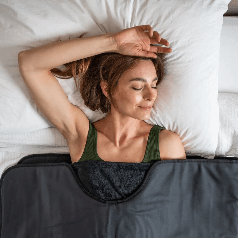 Woman sleeping in Infrared Sauna Blanket